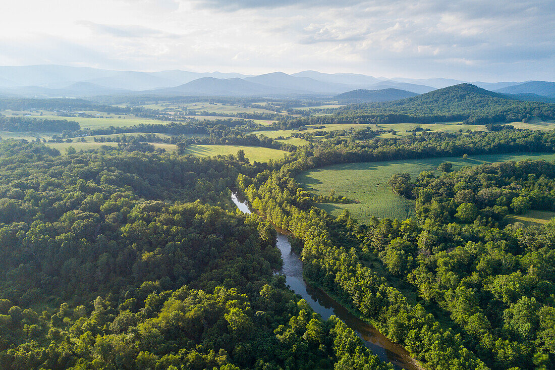 Rapidan River flowing into central Virginia from the Shenandoah Mountains, Virginia, United States of America, North America