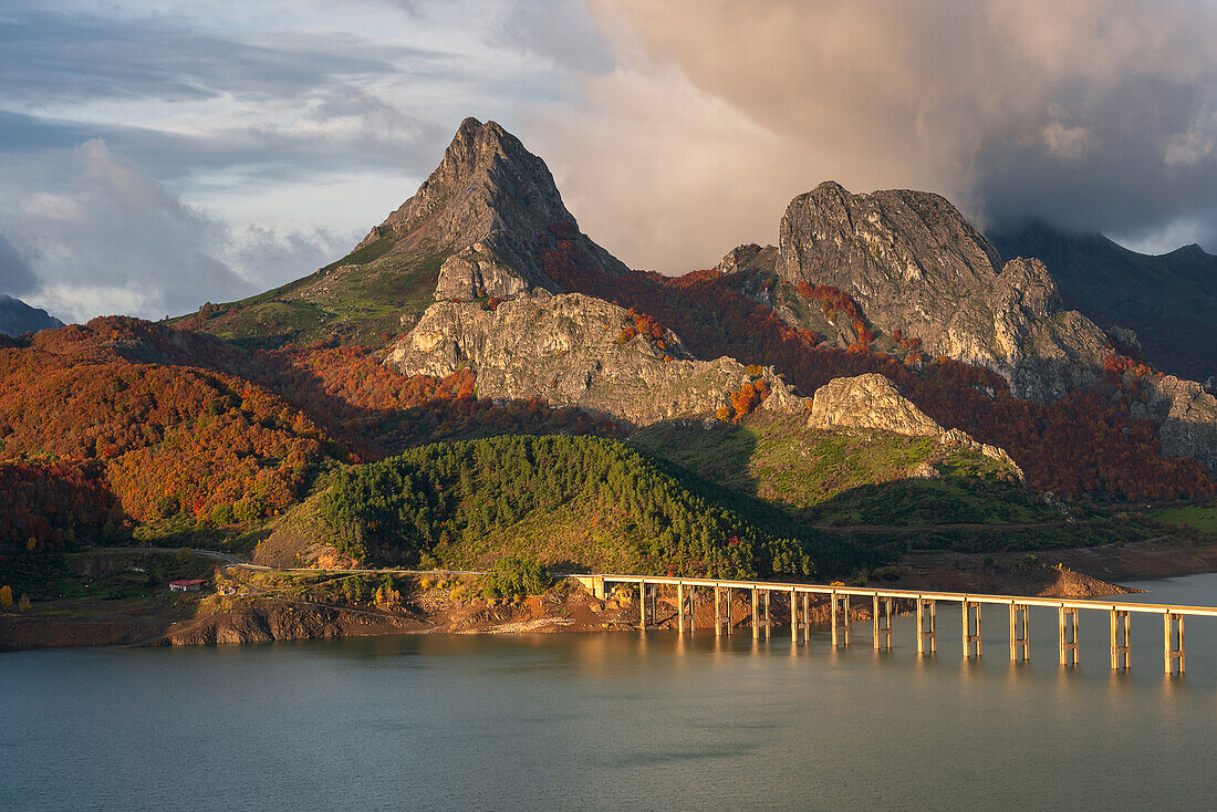 Mountain range landscape during Autumn in Picos de Europa National Park, Spain, Europe