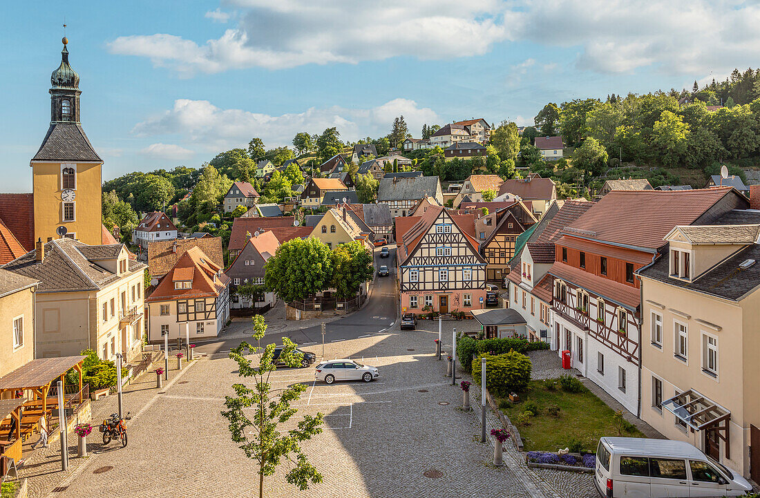 Aussicht von der Burg Hohnstein, Sächsische Schweiz, Sachsen, Deutschland