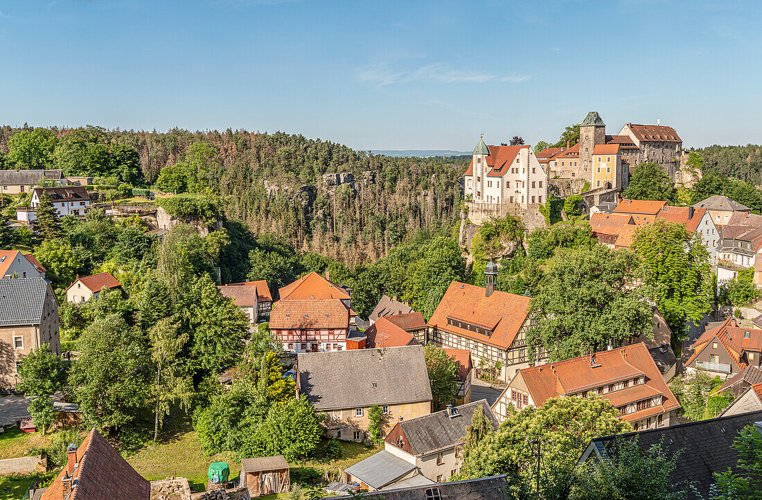 Aussicht über Hohnstein, Sächsische Schweiz, Sachsen, Deutschland