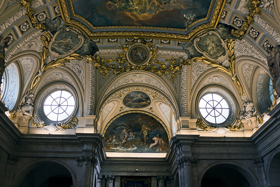 Ornate Ceiling Detail, Royal Palace, Madrid, Spain
