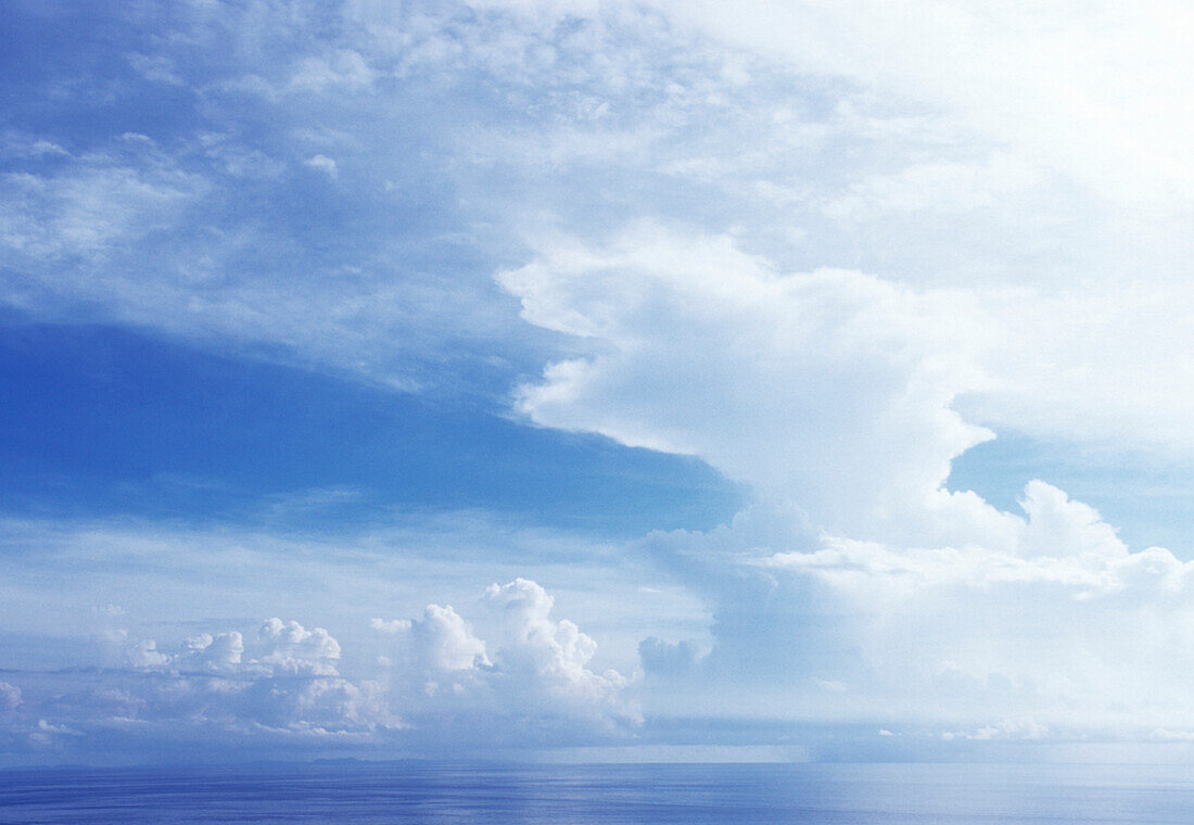 Usa, USA, Virgin Islands, St John, Rain clouds over Caribbean Sea