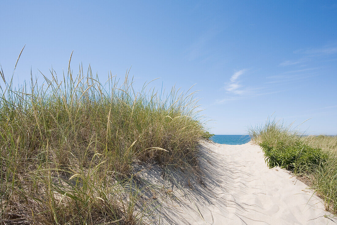 Usa, Massachusetts, Nantucket, Sandy path leading to beach