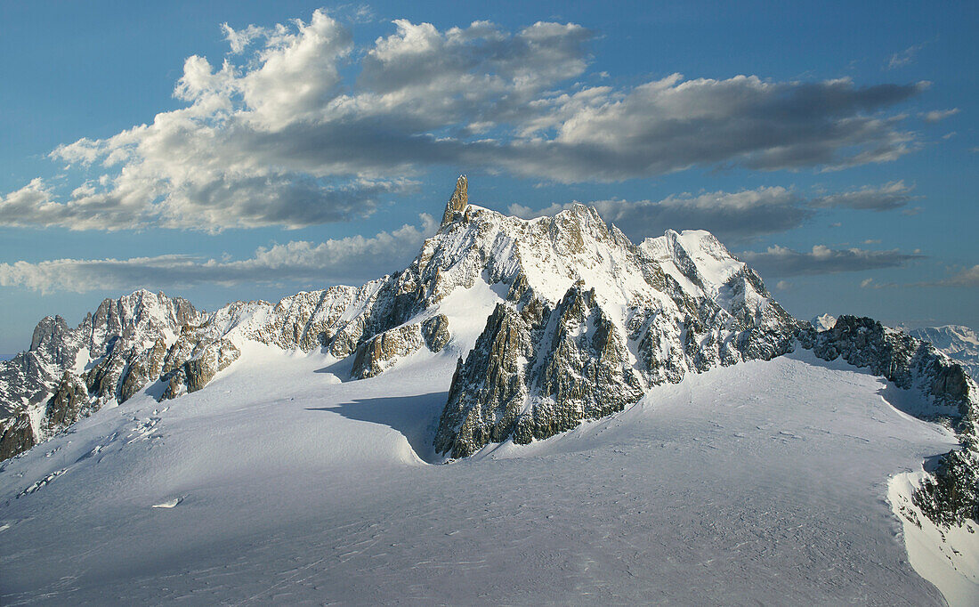 France, Chamonix, Mont Blanc, Dent du Gant peak in the Mont Blanc Massif covered with snow