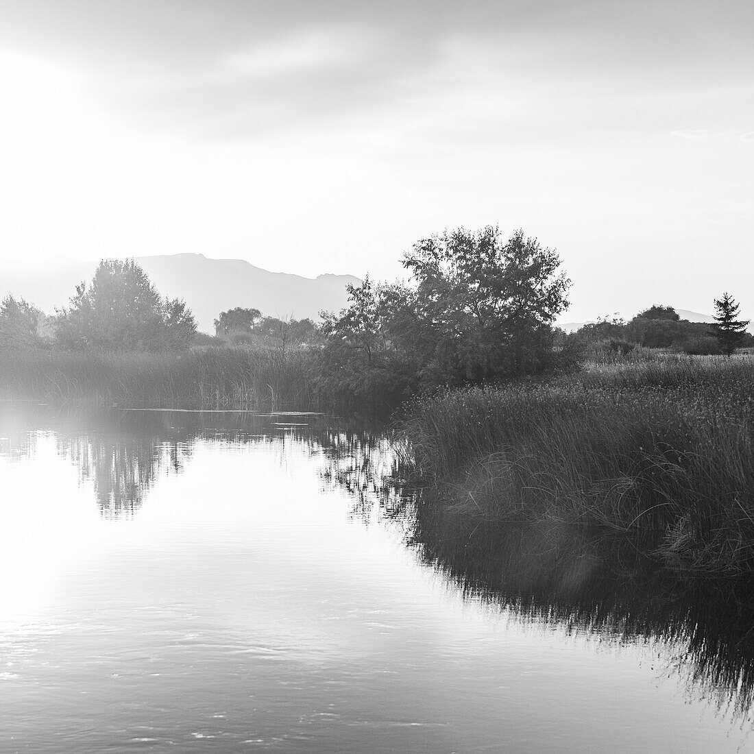 USA, Idaho, Bellevue, Sunrise spiegelt sich im Spring Creek in der Nähe von Sun Valley wider