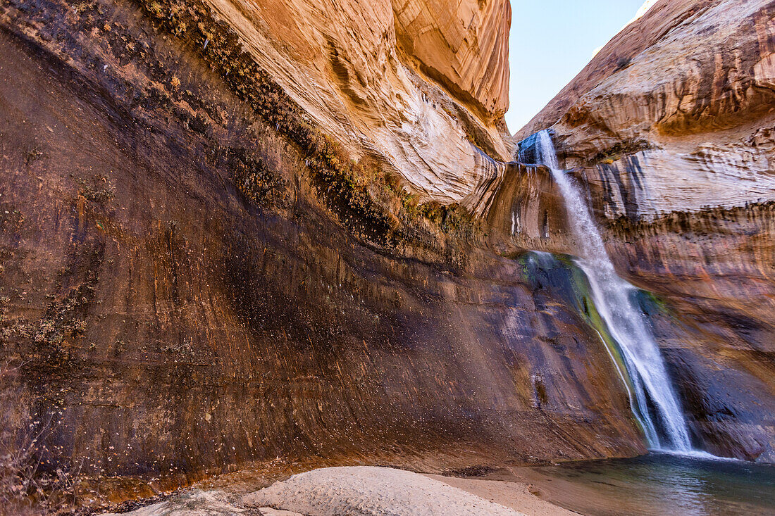 United States, Utah, Escalante, Waterfall in rocky terrain