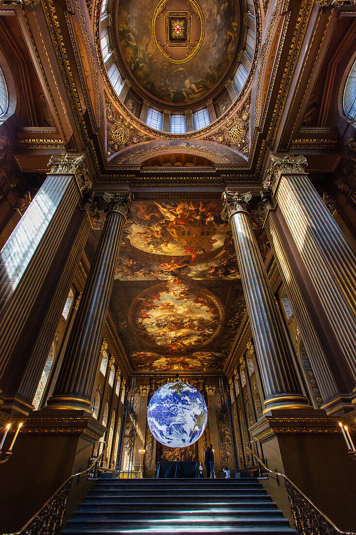 Painted Hall interior, Old Royal Naval College, UNESCO World Heritage Site, Greenwich, London, England, United Kingdom, Europe