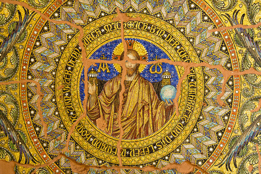 Germany, Berlin. Ornate mosaic ceiling of destroyed Kaiser Wilhelm Memorial Church