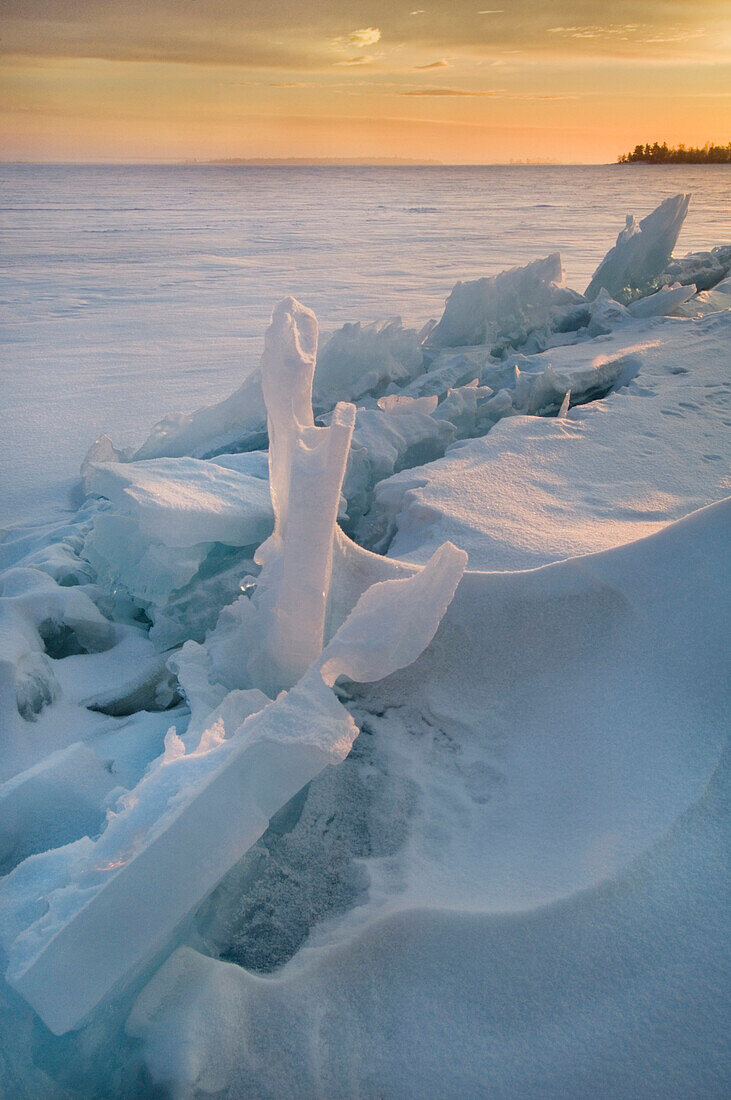 Pressure Ridge outside Kabetogama Visitor Center, formed by ice and snow conditions, Voyageurs National Park, Minnesota, USA