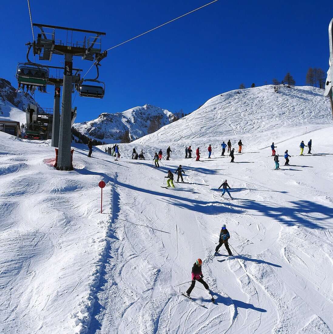 Ski resort of Fieberbrunn, winter in Tyrol, Austria