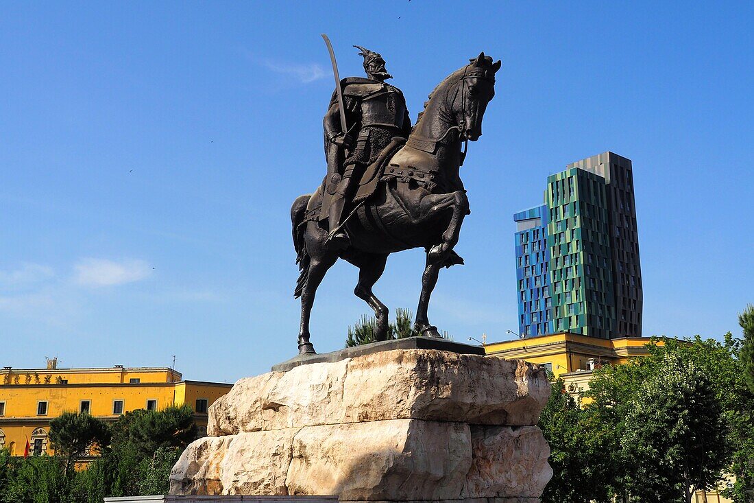 Skanderbeg Monument in Skanderbeg Square,Tirana, Albania