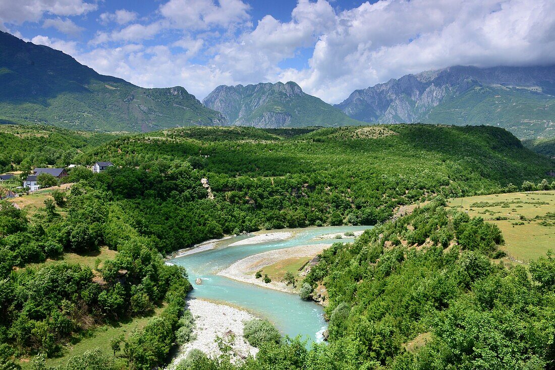 Landscape at the valley entrance to Valbone National Park, Northern Albania