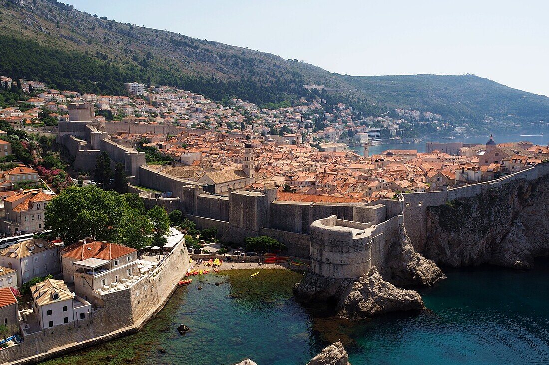 Blick von der Lovrijenac-Festung auf die Altstadt, Dubrovnik, Süd-Dalmatien, Kroatische Adriaküste, Kroatien
