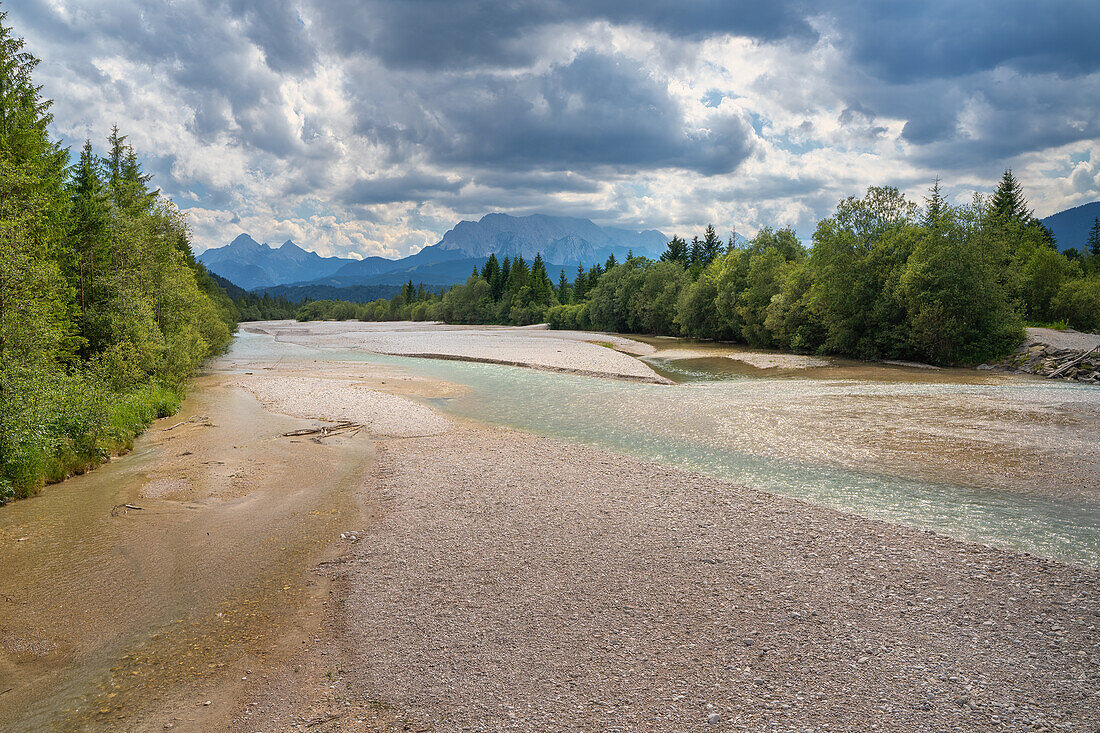 Summer in the picturesque Isar valley near Wallgau, Bavaria, Germany