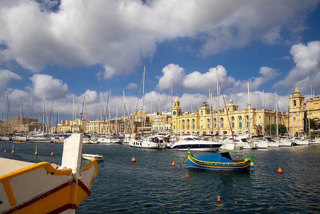 View from Vittoriosa on the picturesque little town of Kalkara, Malta, Mediterranean, Europe