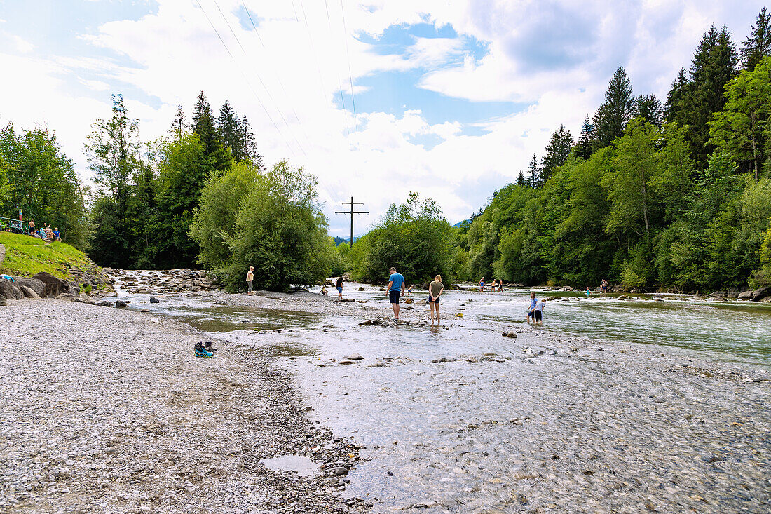 Origin of the Iller, confluence of the Trettach, Stillach and Breitach near Fischen im Allgäu in the Oberallgäu in Bavaria in Germany