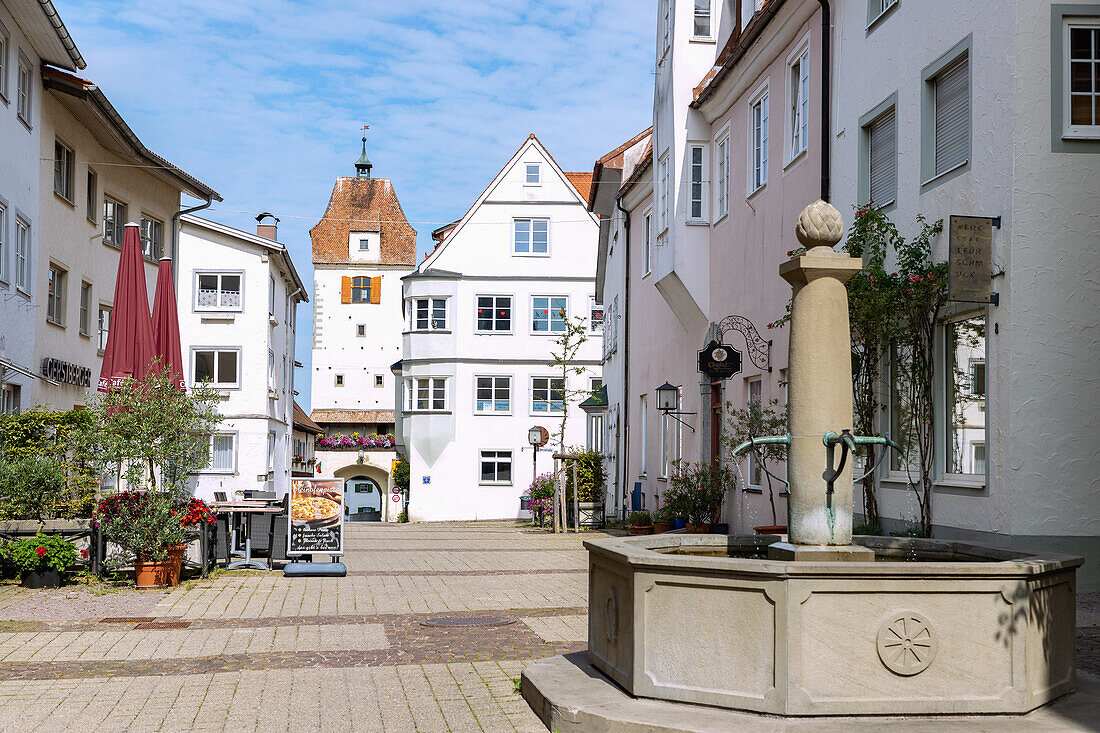 Espantorstraße und Espantor in der Altstadt von Isny im Westallgäu in Baden-Württemberg in Deutschland