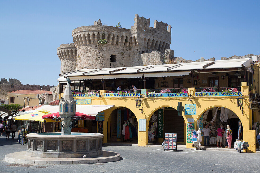 Hippocrates Square, Rhodes Old Town, Rhodes, Dodecanese Island Group, Greek Islands, Greece, Europe