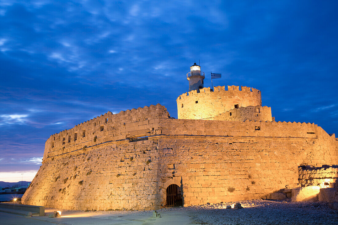 Abend, St. Nicholas Fort, Rhodos, Dodekanes-Inselgruppe, griechische Inseln, Griechenland, Europa