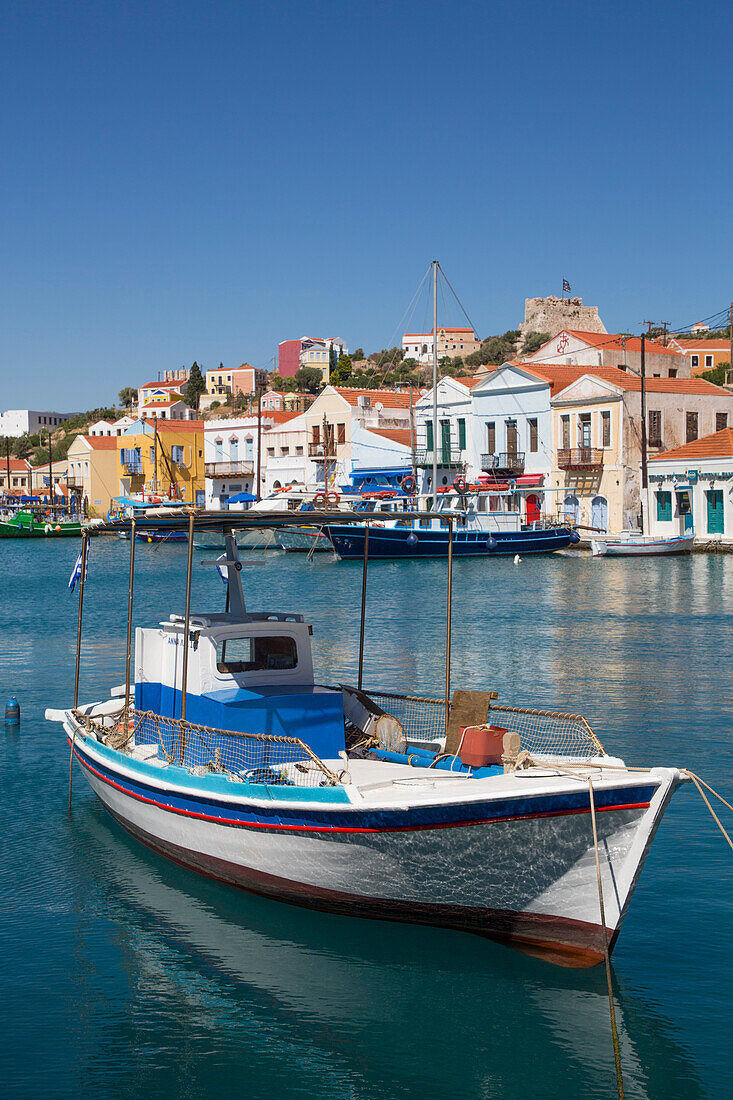 Boats in Harbor, Kastellorizo (Megisti) Island, Dodecanese Group, Greek Islands, Greece, Europe