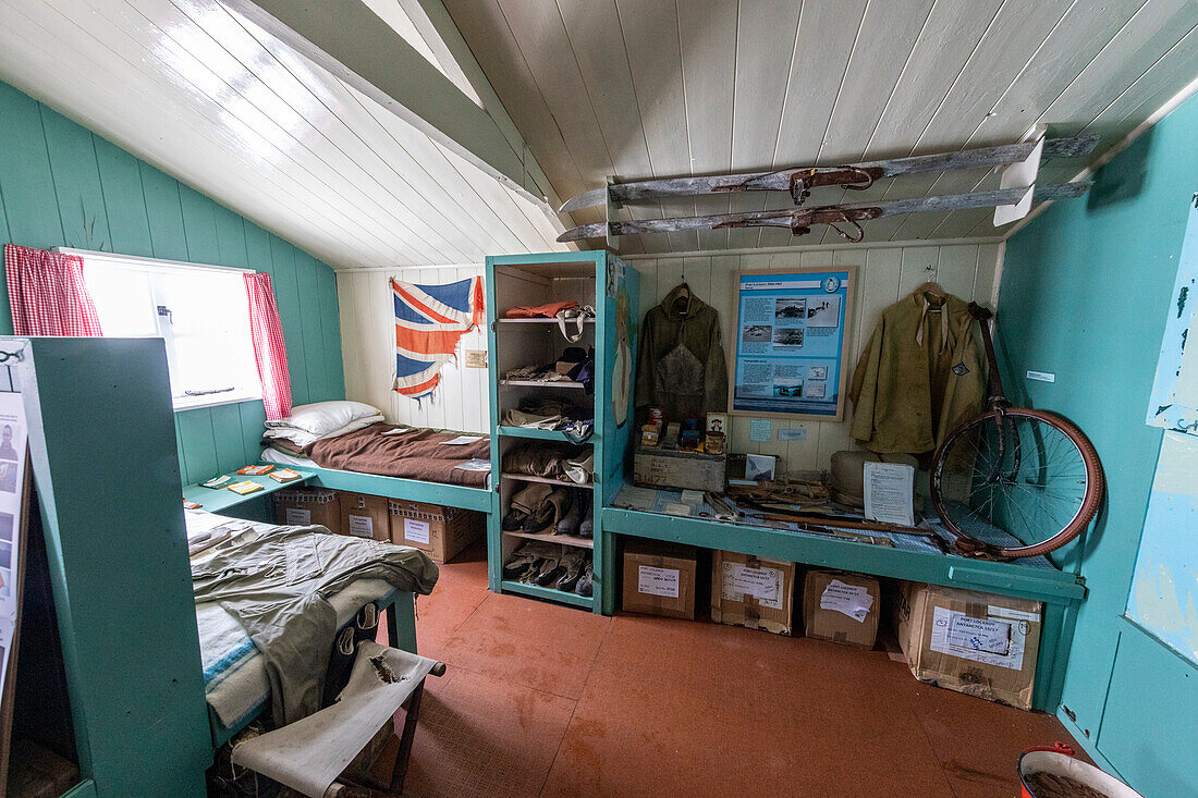 Interior view of Port Lockroy, established as Station A in WWII Operation Tabarin, Goudier Island, Antarctica, Polar Regions