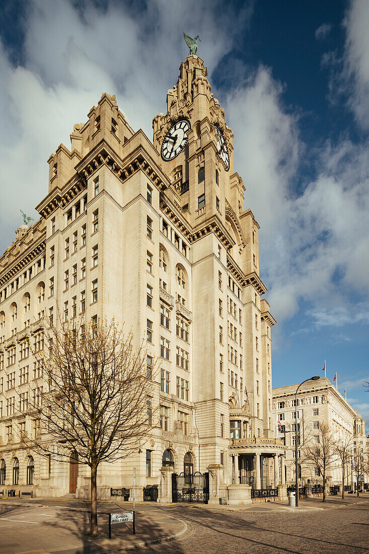 Exterior of the Liver Building, Liverpool, Merseyside, England, United Kingdom, Europe