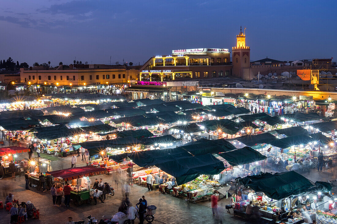 Jemaa El Fna Square at night, Marrakech, Morocco, North Africa, Africa