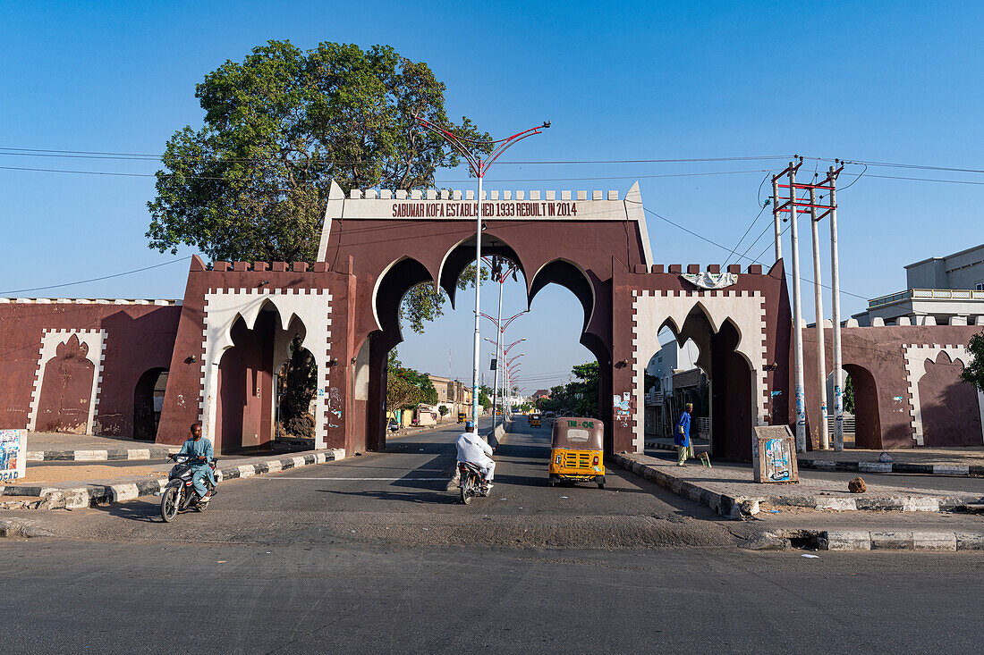 Restored gate in the old town of Kano, Kano state, Nigeria, West Africa, Africa