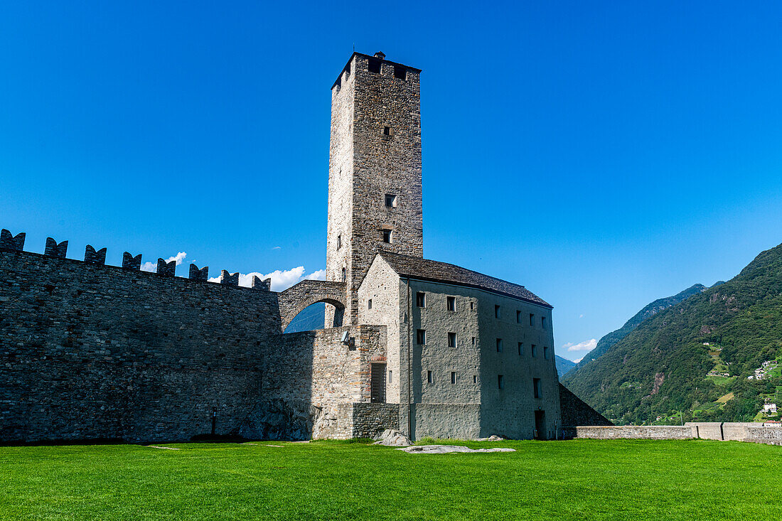 Castelgrande, drei Burgen von Bellinzona UNESCO-Weltkulturerbe, Tessin, Schweiz, Europa
