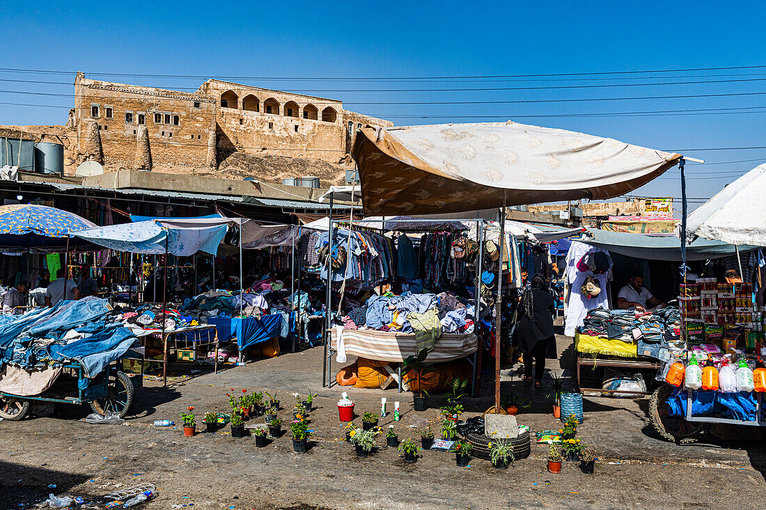 Market below Kirkuk citadel, Kirkuk, Iraq, Middle East