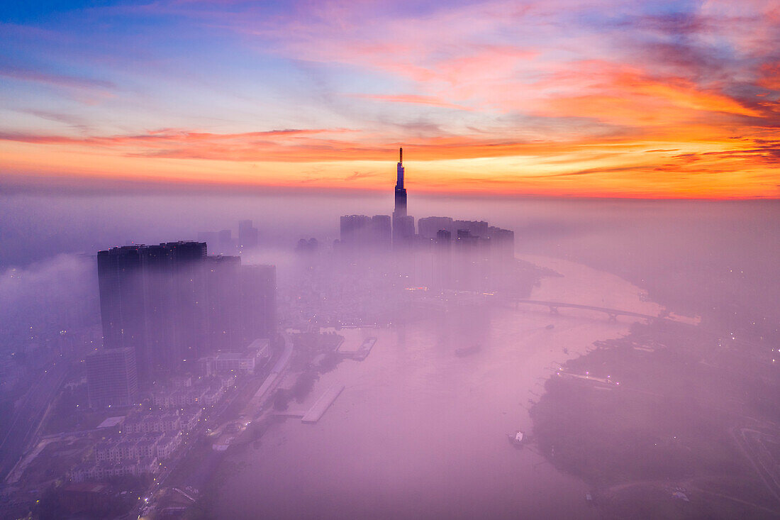 Clouds in the city, Ho Chi Minh City, Vietnam, Indochina, Southeast Asia, Asia