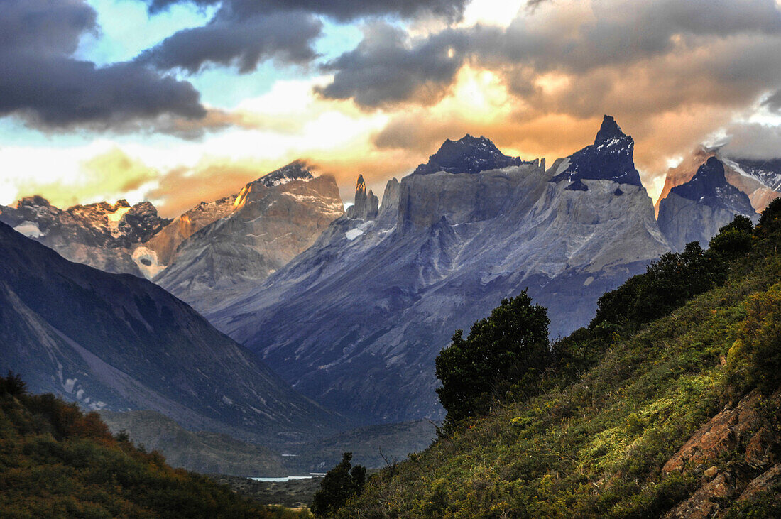 Torres del Paine mountain ridge in Southern Chile