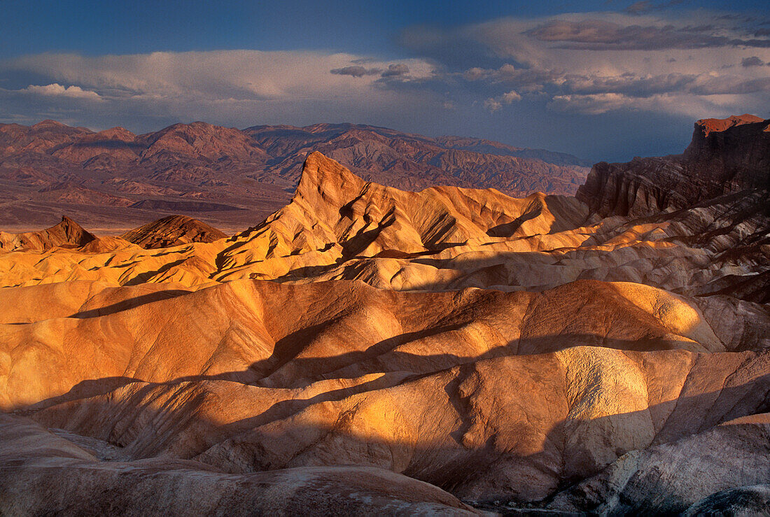 USA, California, Death Valley National Park. Landscape of sandstone formations at Zabriskie Point.