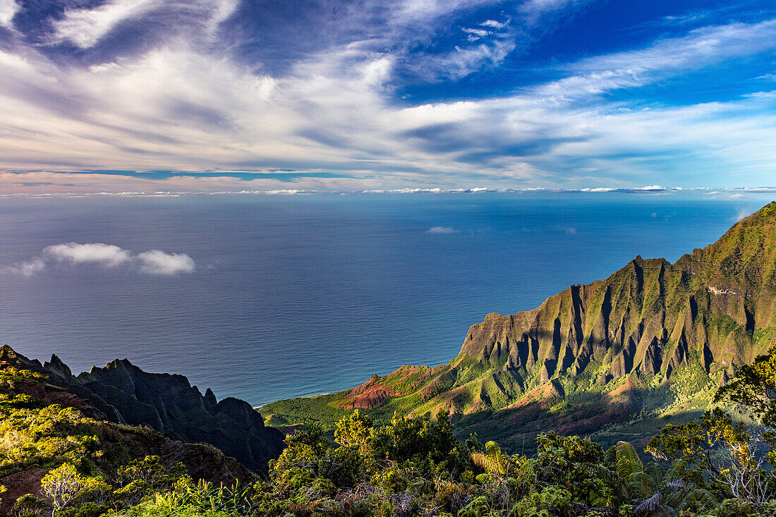 The Napali Coast Wilderness at Kokee State Park in Kauai, Hawaii, USA
