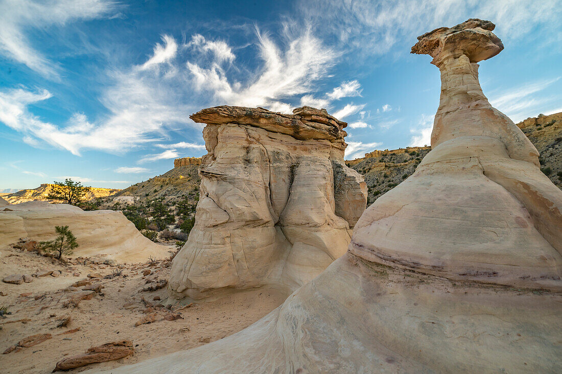 USA, New Mexico, Ojito Wilderness. Eroded desert rocks.