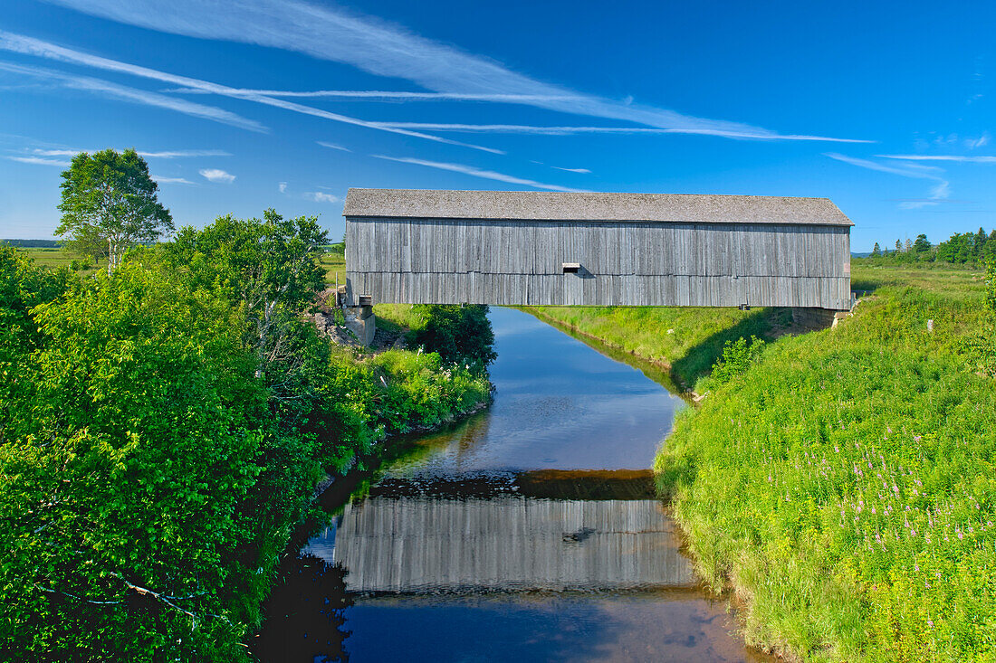 Canada, New Brunswick, Riverside-Albert. Sawmill Creek covered bridge.