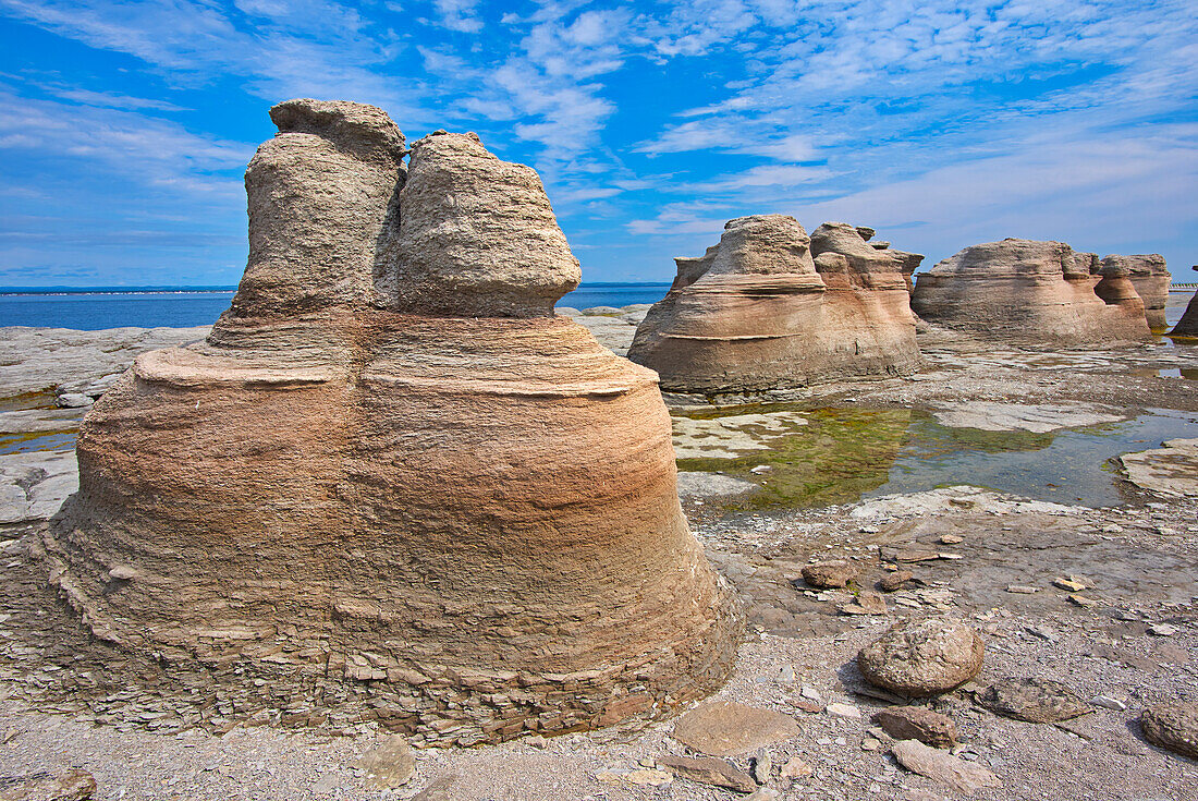 Canada, Quebec, Mingan Archipelago National Park Reserve. Eroded rock formations.