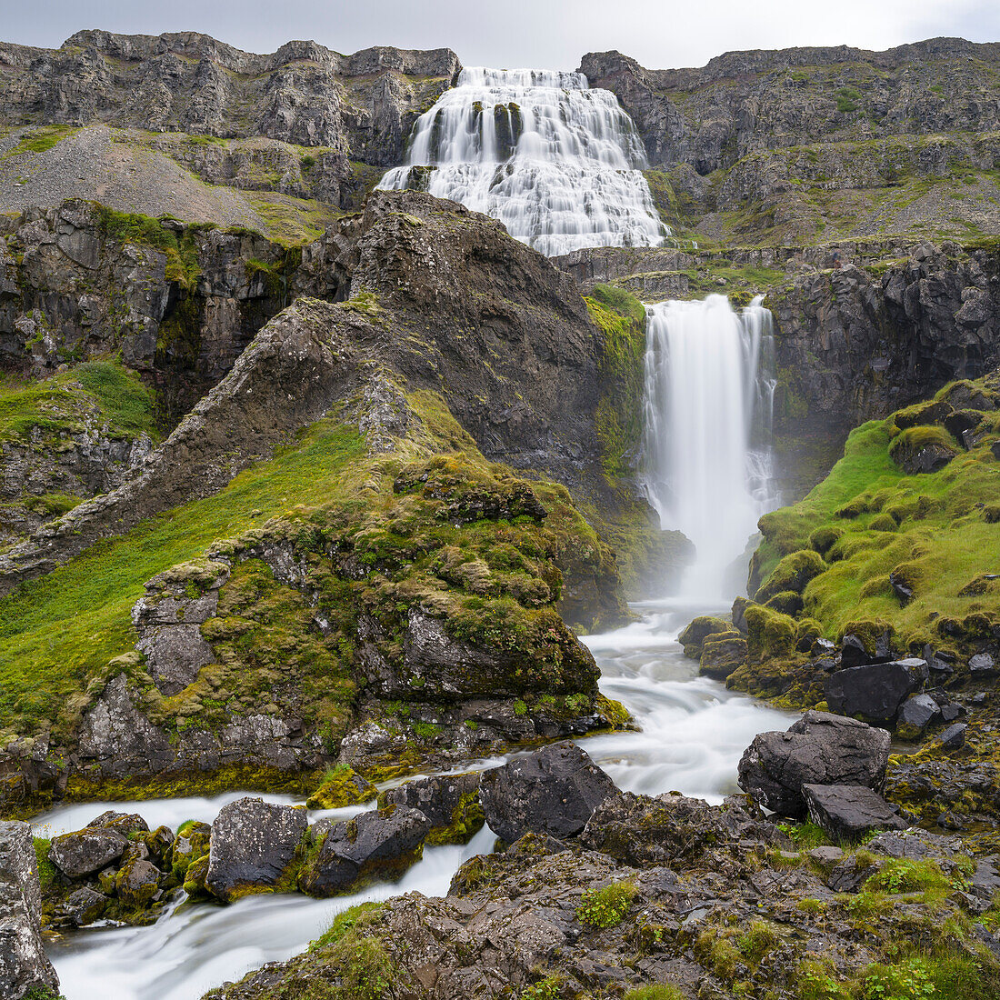 Dynjandi waterfall, an icon of the Westfjords in northwest Iceland.