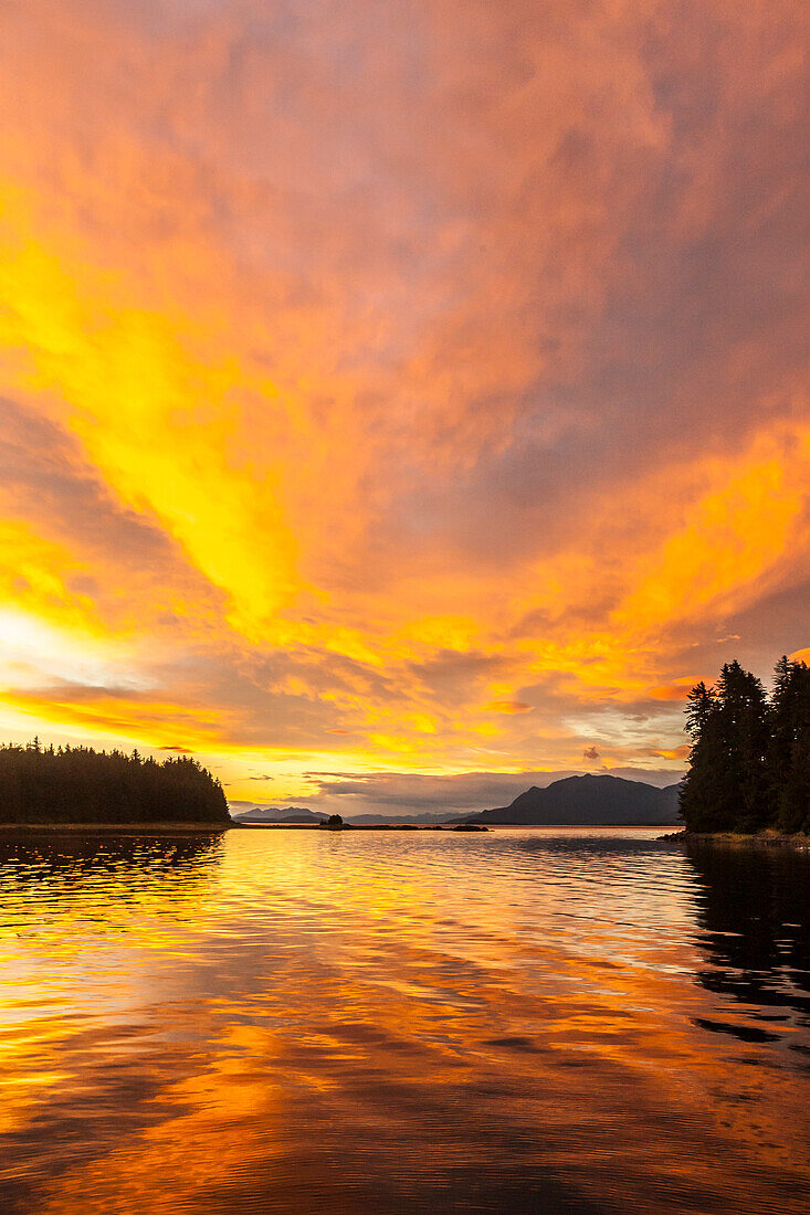 USA, Alaska, Tongass National Forest. Sunset landscape.