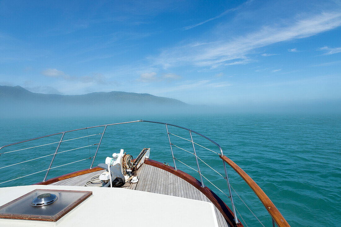 USA, Alaska, Craig. Ship bow cruising in Gulf of Esquibel.