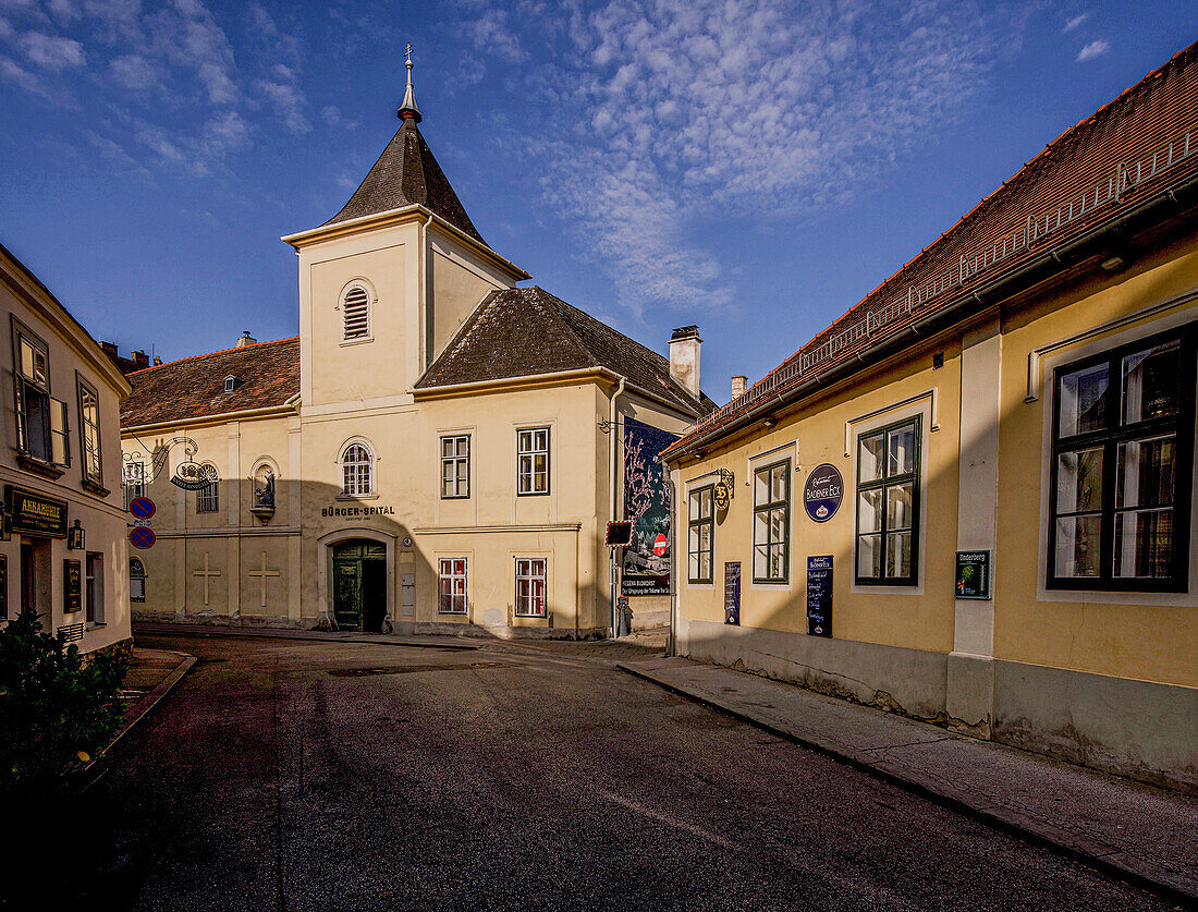 Bürger-Spital Annamühle mit Annakapelle in der Heiligenkreuzer Gasse in Baden bei Wien, Niederösterreich, Österreich
