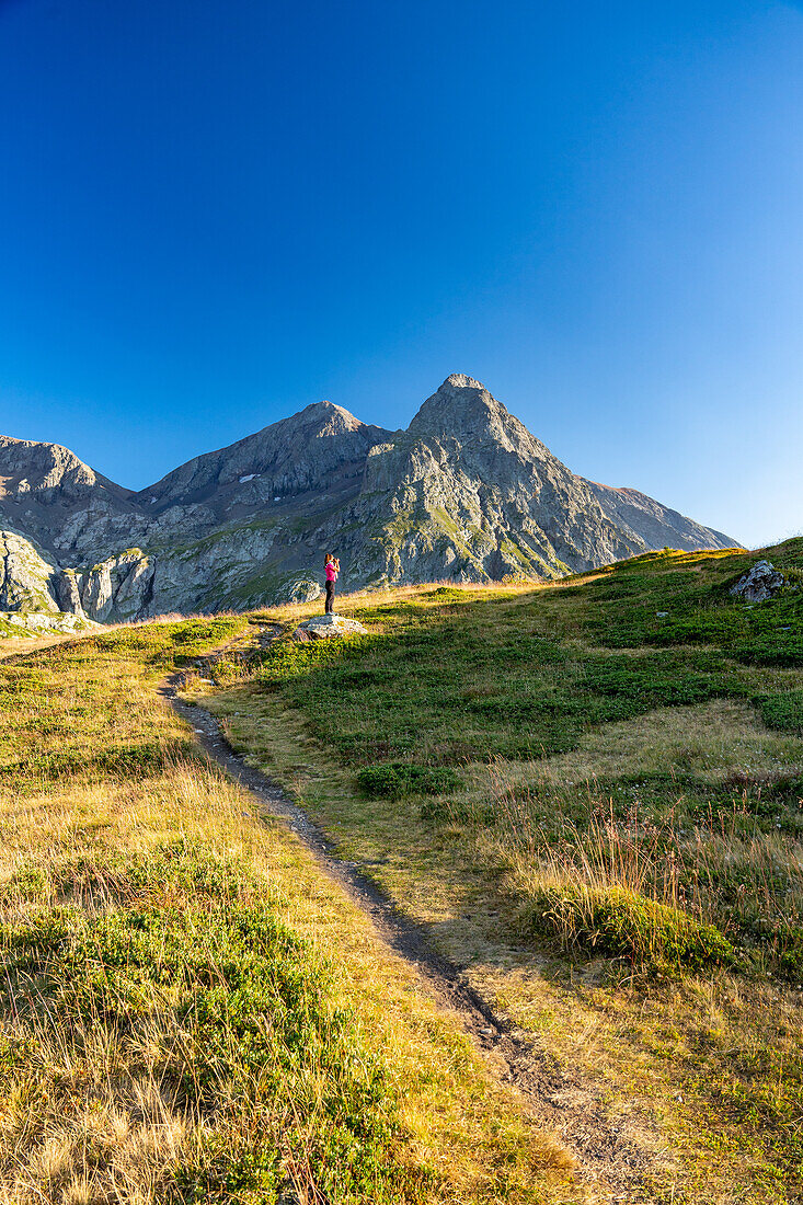 Impressions of a hike in summer between mountain lakes on the Plateau des Lacs, Isère, Rhône Alpes, France