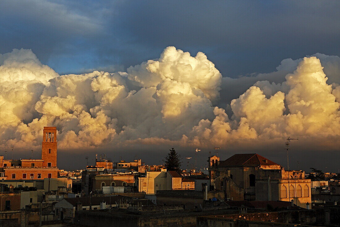 View over the roofs of the old town of Lecce with the Church of Santa Chiara, Salento, Apulia, Italy