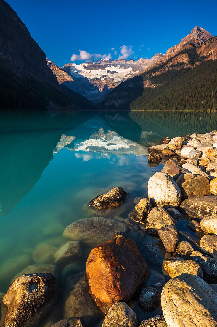 Morning light on Lake Louise, Banff National Park, Alberta, Canada