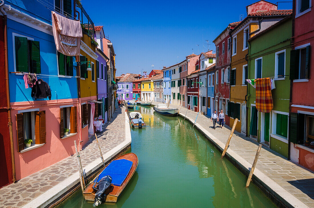 Colorful houses and canal, Burano, Veneto, Italy