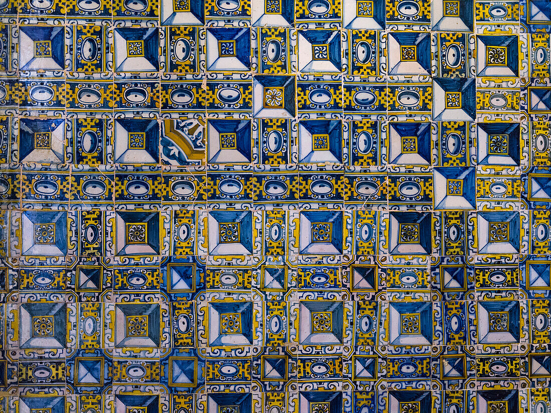 Azulejo in the Convent of Christ, Convento de Cristo, in Tomar. Part of the UNESCO World Heritage Site, Portugal