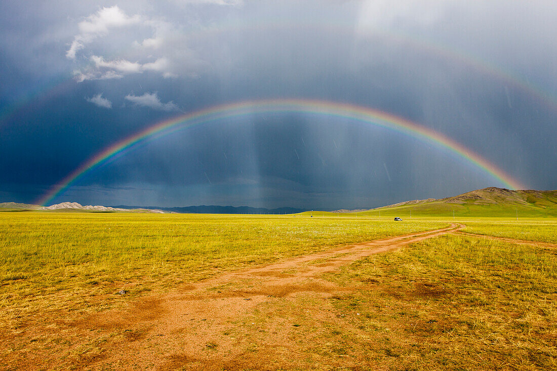Rainbow in big sky country, Mongolia.
