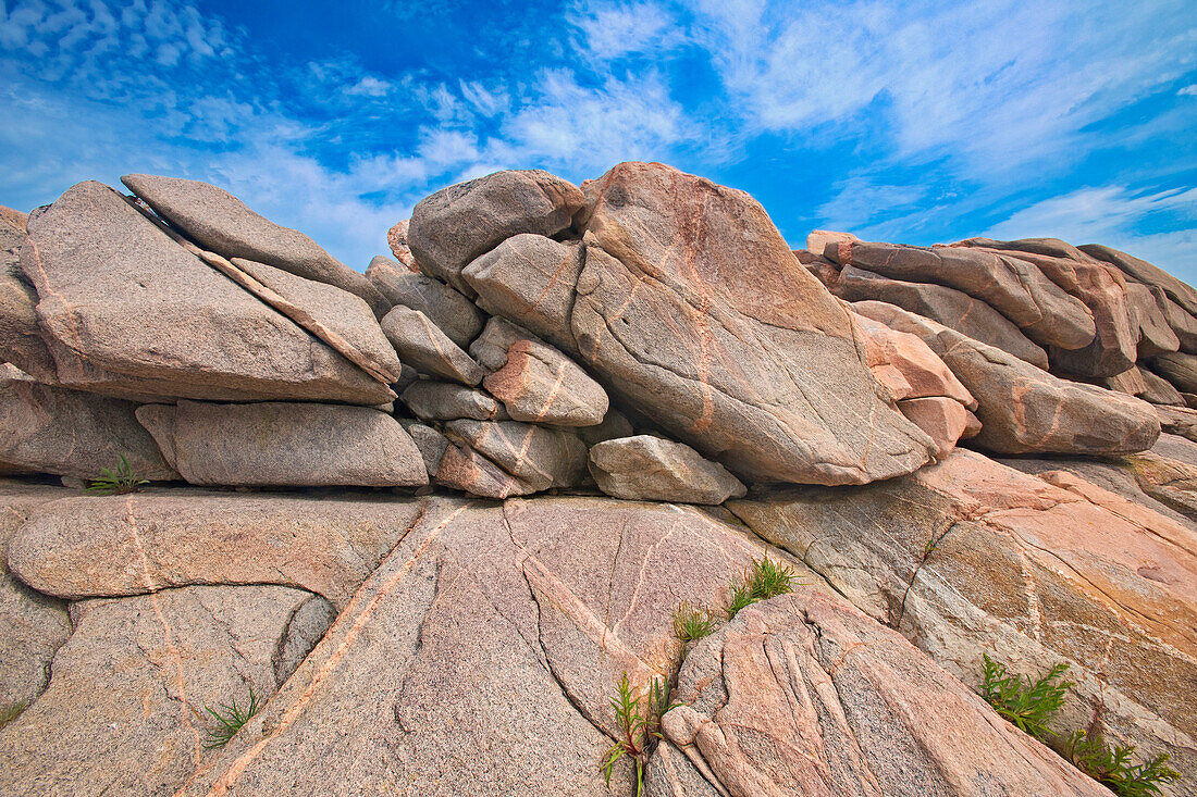 Canada, Nova Scotia, Cape Breton Island. Rocky shoreline along Cabot Strait