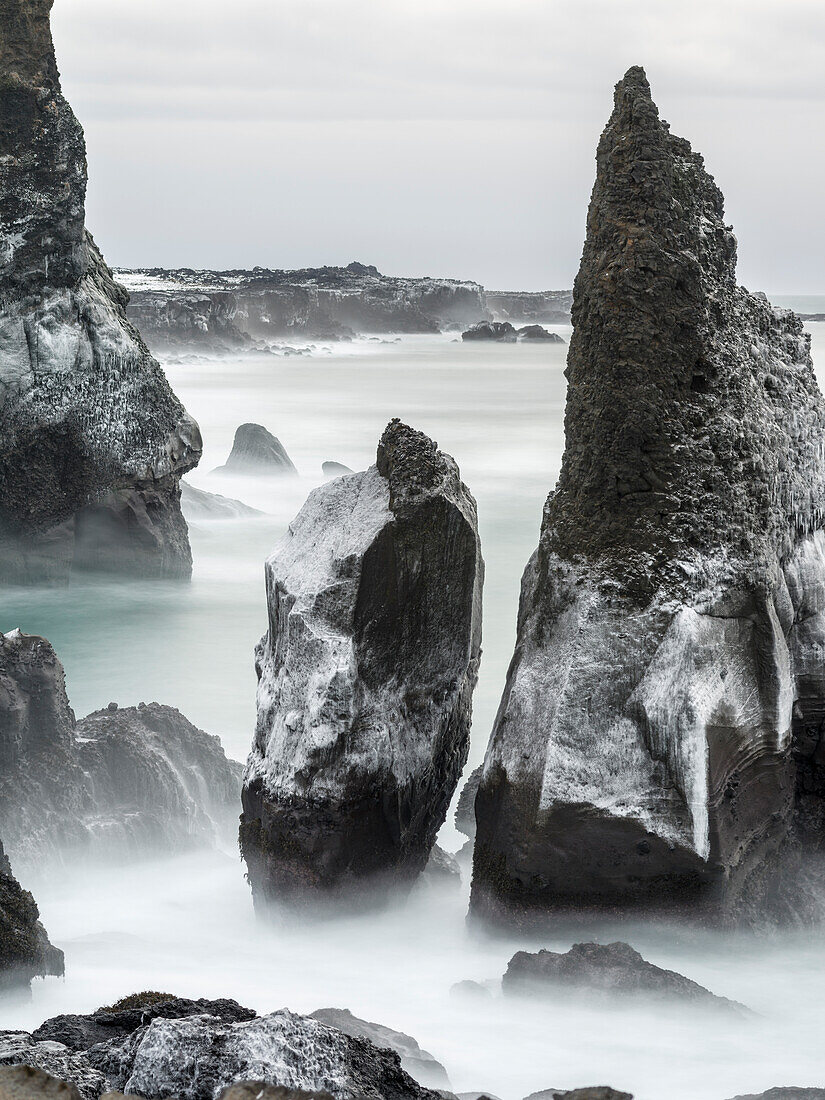 North Atlantic coast during winter near Reykjanesviti and Valahnukur. Iceland