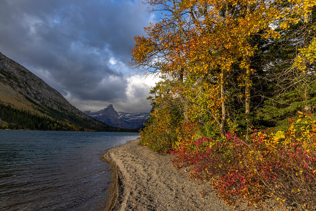 Cosley Lake in autumn, Glacier National Park, Montana, USA